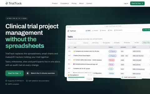 TrialTrack homepage